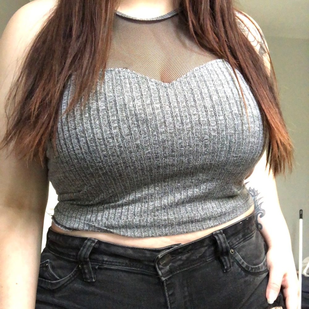 Cute edgy tank top with netting